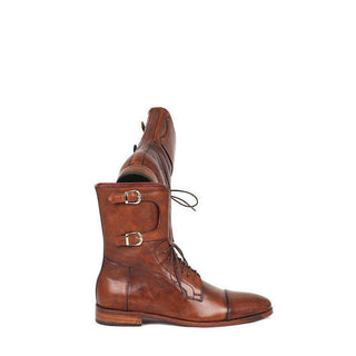 Paul Parkman Men's Brown Calfskin High Boots F554-BRW-AmbrogioShoes