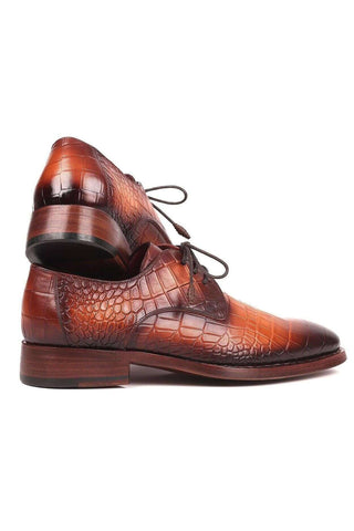 Paul Parkman Men's Brown Crocodile Embossed / Leather Good Year Welted Derby 5286BRW (PM6176)