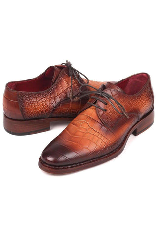 Paul Parkman Men's Brown Crocodile Embossed / Leather Good Year Welted Derby 5286BRW (PM6176)