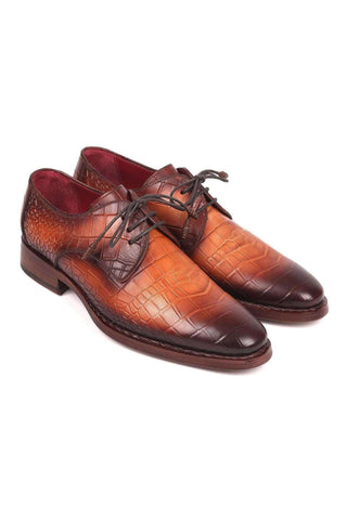 Paul Parkman Men's Brown Crocodile Embossed / Leather Good Year Welted Derby 5286BRW (PM6176)