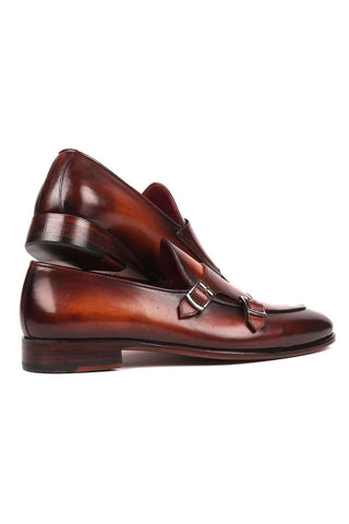 Paul Parkman Men's Brown Leather Double-MonkStraps Loafers HT61BRW (PM6159)