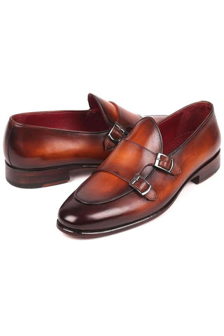 Paul Parkman Men's Brown Leather Double-MonkStraps Loafers HT61BRW (PM6159)