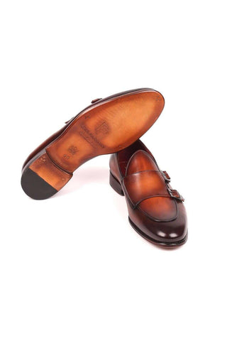 Paul Parkman Men's Brown Leather Double-MonkStraps Loafers HT61BRW (PM6159)