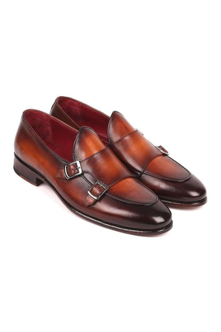 Paul Parkman Men's Brown Leather Double-MonkStraps Loafers HT61BRW (PM6159)
