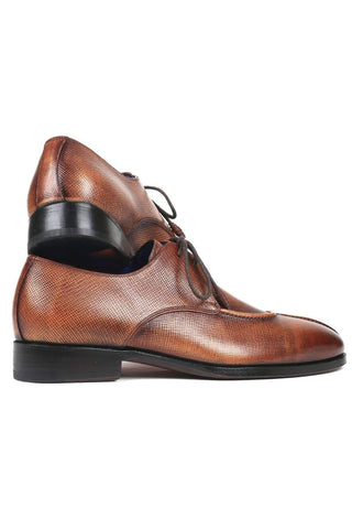 Paul Parkman Men's Brown Pattern Embossed Leather Split-Toe Derby 8871BRW (PM6133)
