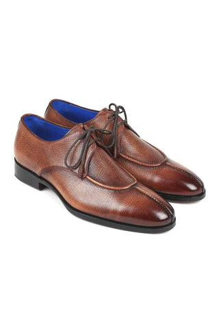 Paul Parkman Men's Brown Pattern Embossed Leather Split-Toe Derby 8871BRW (PM6133)
