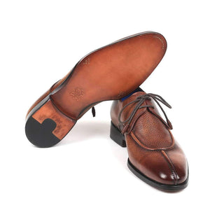 Paul Parkman Men's Brown Pattern Print Leather Split-Toe Derby 8871BRW (PM6133)-AmbrogioShoes