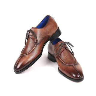 Paul Parkman Men's Brown Pattern Print Leather Split-Toe Derby Oxfords 8871BRW (PM6133)-AmbrogioShoes