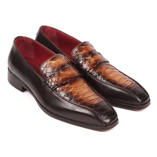 Paul Parkman Men's Brown Snake-Skin / Calf-Skin Leather Loafers 24K18 (PM6167)-AmbrogioShoes