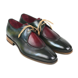 Paul Parkman Men's Burgundy and Green Calf-Skin Leather Derby Oxfords 8864MLT (PM6132)-AmbrogioShoes