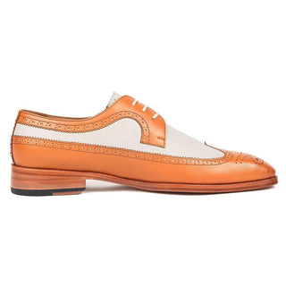 Paul Parkman Men's Cognac and Cream Calf-Skin Wingtip Derby Oxfords 924CC55 (PM6122)-AmbrogioShoes