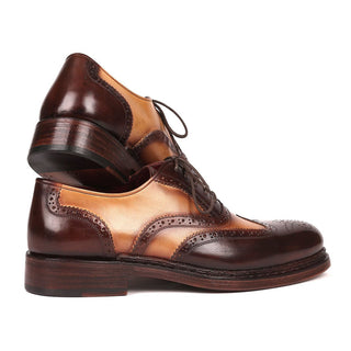 Paul Parkman Men's Designer Shoes Brown & Beige Calf-skin Leather Wing-Tip Oxfords 027-BJBRW (PM6200)-AmbrogioShoes