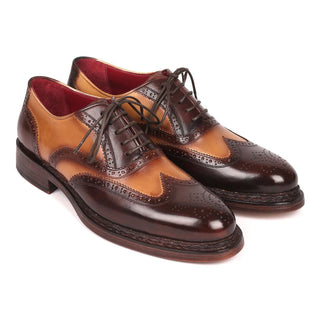 Paul Parkman Men's Designer Shoes Brown & Beige Calf-skin Leather Wing-Tip Oxfords 027-BJBRW (PM6200)-AmbrogioShoes