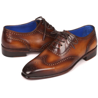 Paul Parkman Men's Designer Shoes Brown Calf-Skin Leather Wing-Tip Oxfords 711W03 (PM6203)-AmbrogioShoes