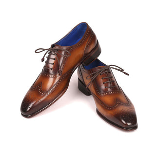 Paul Parkman Men's Designer Shoes Brown Calf-Skin Leather Wing-Tip Oxfords 711W03 (PM6203)-AmbrogioShoes