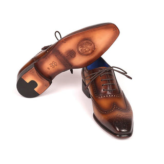 Paul Parkman Men's Designer Shoes Brown Calf-Skin Leather Wing-Tip Oxfords 711W03 (PM6203)-AmbrogioShoes