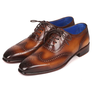 Paul Parkman Men's Designer Shoes Brown Calf-Skin Leather Wing-Tip Oxfords 711W03 (PM6203)-AmbrogioShoes