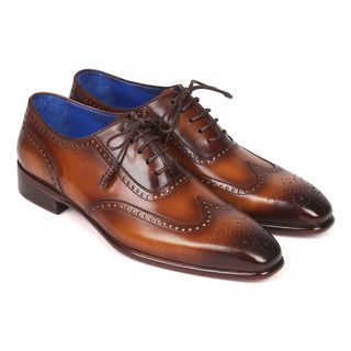 Paul Parkman Men's Designer Shoes Brown Calf-Skin Leather Wing-Tip Oxfords 711W03 (PM6203)-AmbrogioShoes