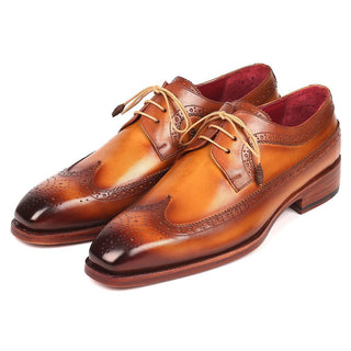 Paul Parkman Men's Designer Shoes Camel Calf-Skin Leather Wing-Tip Oxfords 511C74 (PM6202)-AmbrogioShoes