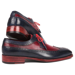 Paul Parkman Men's Designer Shoes Navy & Bordeaux Red Calf-Skin Leather Wing-Tip Oxfords 511N85 (PM6205)-AmbrogioShoes