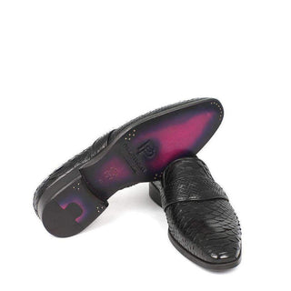 Paul Parkman Men's Genuine Python Black Loafers 11BLK62-AmbrogioShoes