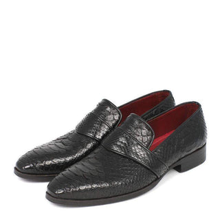 Paul Parkman Men's Genuine Python Black Loafers 11BLK62-AmbrogioShoes