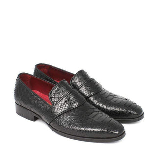 Paul Parkman Men's Genuine Python Black Loafers 11BLK62-AmbrogioShoes