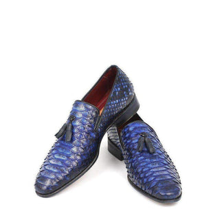 Paul Parkman Men's Genuine Python Tassel Blue Loafers 26BLU98-AmbrogioShoes