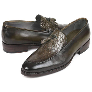 Paul Parkman Men's Green Crocodile and Calf-Skin Loafers 118GR30 (PM6102)-AmbrogioShoes