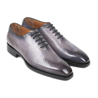 Paul Parkman Men's Grey Good Year Welted Punched Calf-Skin Leather Oxfords 7614-GRY (PM6130)-AmbrogioShoes