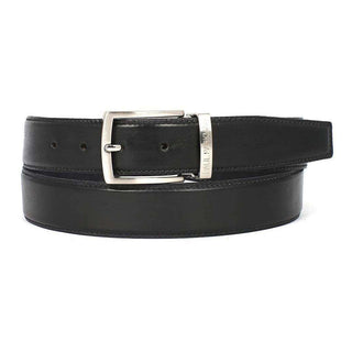 Paul Parkman Men's Hand-Painted Belt Black Calfskin Leather (PMB100)-AmbrogioShoes