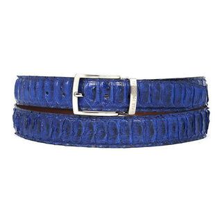Paul Parkman Men's Hand-Painted Belt Blue Genuine Python (PMB304)-AmbrogioShoes