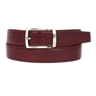 Paul Parkman Men's Hand-Painted Belt Bordeaux Calfskin Leather (PMB106)-AmbrogioShoes