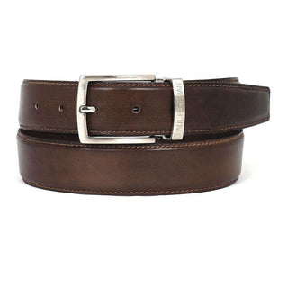 Paul Parkman Men's Hand-Painted Belt Brown Calfskin Leather (PMB119)-AmbrogioShoes