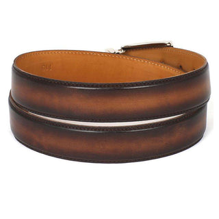 Paul Parkman Men's Hand-Painted Belt Brown / Camel Calfskin Leather (PMB110)-AmbrogioShoes