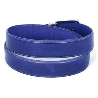 Paul Parkman Men's Hand-Painted Belt Cobalt Blue Calfskin Leather (PMB111)-AmbrogioShoes