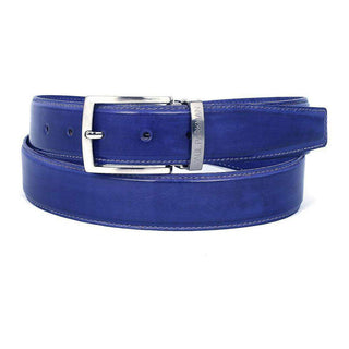 Paul Parkman Men's Hand-Painted Belt Cobalt Blue Calfskin Leather (PMB111)-AmbrogioShoes