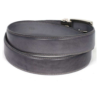 Paul Parkman Men's Hand-Painted Belt Gray Calfskin Leather (PMB107)-AmbrogioShoes