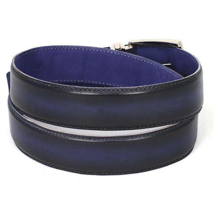 Paul Parkman Men's Hand-Painted Belt Navy / Blue Calfskin Leather (PMB117)-AmbrogioShoes