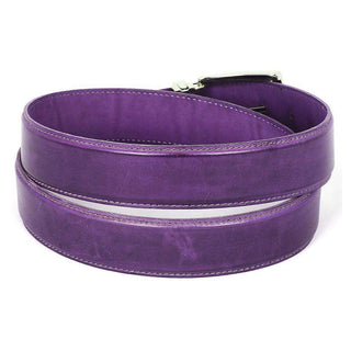 Paul Parkman Men's Hand-Painted Belt Purple Calfskin Leather (PMB105)-AmbrogioShoes