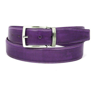 Paul Parkman Men's Hand-Painted Belt Purple Calfskin Leather (PMB105)-AmbrogioShoes