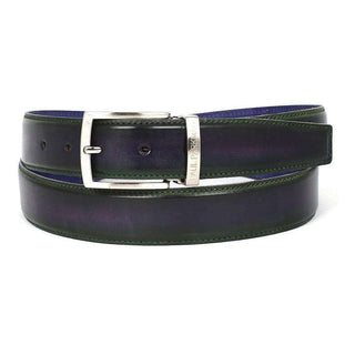 Paul Parkman Men's Hand-Painted Belt Purple / Green Calfskin Leather (PMB115)-AmbrogioShoes