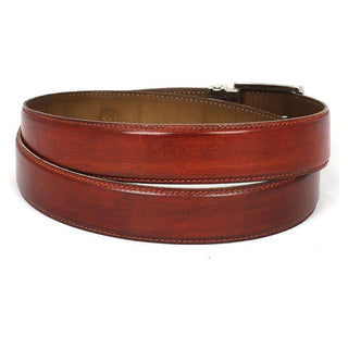 Paul Parkman Men's Hand-Painted Belt Reddish Brown Calfskin Leather (PMB112)-AmbrogioShoes