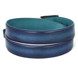 Paul Parkman Men's Hand-Painted Belt Turquoise / Blue Calfskin Leather (PMB109)-AmbrogioShoes
