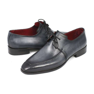 Paul Parkman Men's Handmade Designer Shoes Apron Derby Gray Black Oxfords 13SX51 (PM5200)-AmbrogioShoes