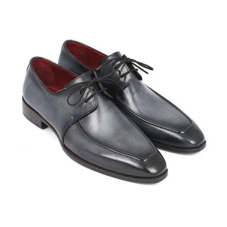 Paul Parkman Men's Handmade Designer Shoes Apron Derby Gray Black Oxfords 13SX51 (PM5200)-AmbrogioShoes