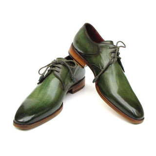 Paul Parkman Men's Handmade Designer Shoes Derby Designer Shoes Green Oxfords (PM5247)-AmbrogioShoes