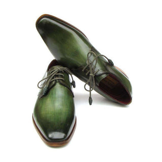 Paul Parkman Men's Handmade Designer Shoes Derby Designer Shoes Green Oxfords (PM5247)-AmbrogioShoes