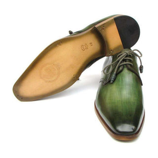 Paul Parkman Men's Handmade Designer Shoes Derby Designer Shoes Green Oxfords (PM5247)-AmbrogioShoes