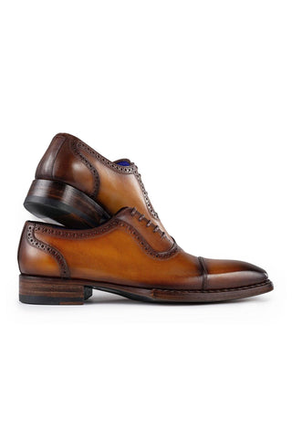 Paul Parkman Men's Handmade Shoes Calf-Skin Leather Cap-Toe Oxfords (PM6436)-AmbrogioShoes